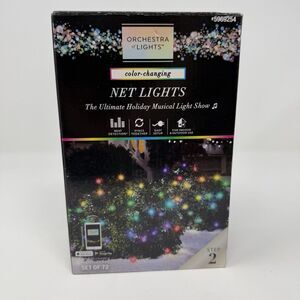 Orchestra of Lights Color Changing Net Lights Set 72‎ Musical Christmas Holiday